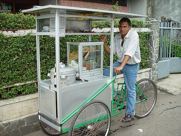 Bakso (meatball) seller on tricycle in Bandung