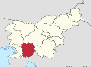 Poloha Přímořsko-vnitrokraňského regionu v rámci Slovinska