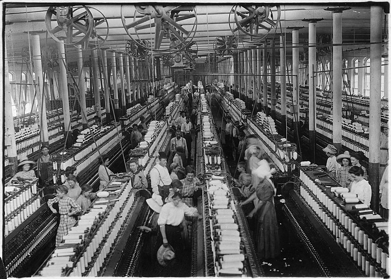 File:Interior of Magnolia Cotton Mills spinning room. See the little ones scattered through the mill. All work. Magnolia... - NARA - 523307.jpg
