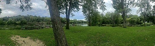 The riparian environment present on Island Park is reflective of this area around the river valley. Island park, Niles, St. Joseph river (Michigan).jpg