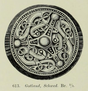 Gilt bronze brooch from Lickershamn, Stenkyrka parish, Gotland. 700–750.