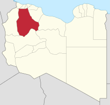 Jabal al Gharbi bölgesi vurgulanan Libya Haritası