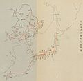 1937年（昭和12年）当時の「日本及満洲国航空線路図」