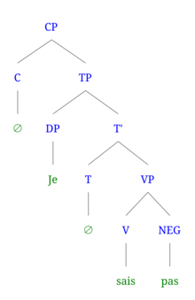 Syntax tree for (7b) Je sais pas (negative) Je sais pas - i know not (negated).png