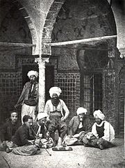 A maqhah in Ottoman Jerusalem, 1858 Jerusalem cafe du rue 1858.jpg