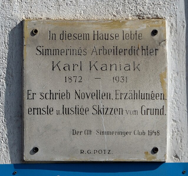 File:Karl Kaniak memorial plaque, Geiselbergstr. 5, Vienna.jpg