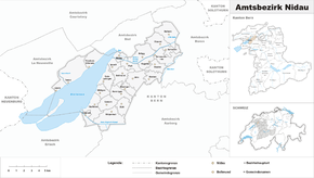 Karte von Amtsbeziak Nidau Amtsbezirk Nidau