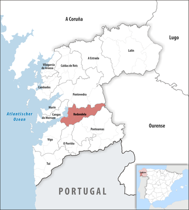 Die Lage des Gerichtsbezirk Redondela in der Provinz Pontevedra