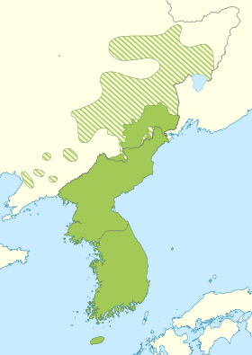 Distribusjon av koreansk.