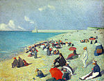 Sur la plage c.f. A Sunday Afternoon on the Island of La Grande Jatte by Seurat