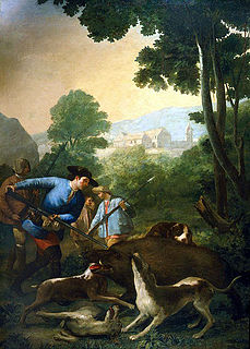 <i>The Boar Hunt</i> painting by Francisco de Goya