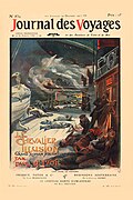 Cover of French pulp magazine Le Chevalier Illusion from December 29, 1912 portraying a flying machine spreading a toxic gas among the passengers and crew of a ship below