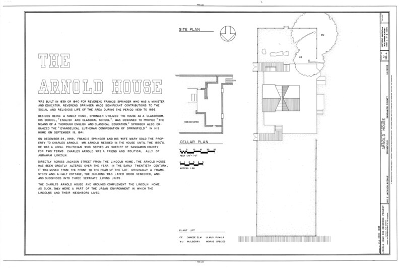 File:Lincoln Home Site, Arnold House, 810 East Jackson Avenue, Springfield, Sangamon County, IL HABS ILL,84-SPRIF,2A- (sheet 1 of 3).tif