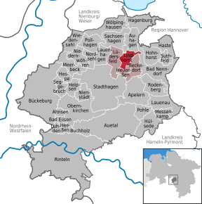 Poziția Lindhorst pe harta districtului Schaumburg