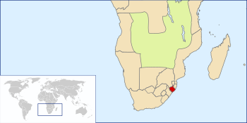 Location of the Zulu Kingdom, c. 1890 (red) (borders in flux)