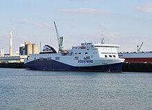 MV Norman Voyager, sailing for Brittany Ferries as Etretat, which was involved in the rescue of the Etoile des Ondes' crew MV Etretat (Le Havre, 2015).jpg