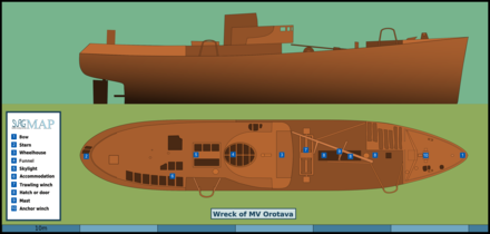 General arrangement plan of the wreck