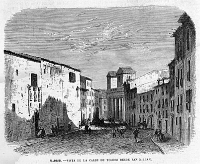 Calle de Toledo con la colegiata de San Isidro en segundo plano (c. 1863).
