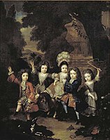 C. 1709. Constantijn Netscher. Manuel Lopes Suasso with his brothers and sisters