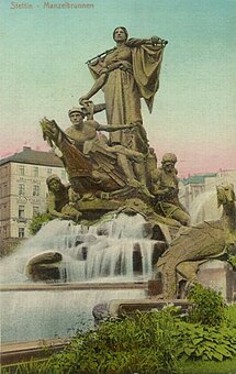 Manzelbrunnen (Manzel's Fountain); a postcard from c.1899-1913