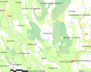 Poziția localității Thézillieu