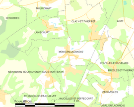 Mapa obce Mons-en-Laonnois