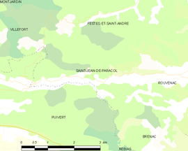 Mapa obce Saint-Jean-de-Paracol