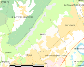 Poziția localității Biviers