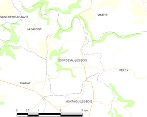 Poziția localității Sourdeval-les-Bois