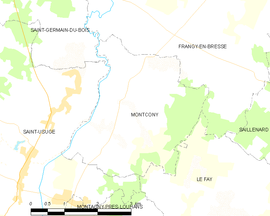 Mapa obce Montcony