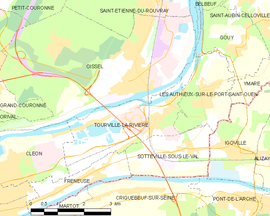 Mapa obce Tourville-la-Rivière