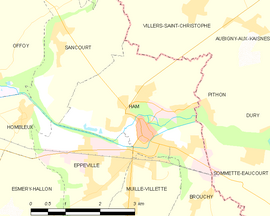 Mapa obce Ham