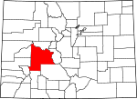 Map of Colorado highlighting Gunnison County.svg