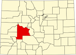 map of Colorado highlighting Gunnison County