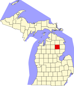 Karte von Oscoda County innerhalb von Michigan