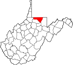 map of West Virginia highlighting Monongalia County