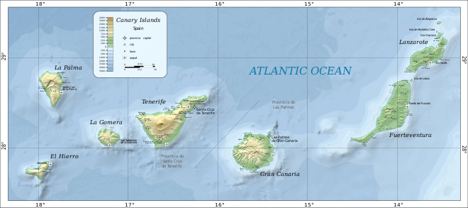 Map of the Canary Islands Map of the Canary Islands.svg