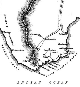 Carte ancienne de la côte des pêcheurs de perles (1889)