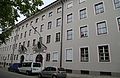 Mariahilfplatz 13/14/15; Kloster und Schule der Armen Schulschwestern, barockisierender Komplex mit zwei Ädikulaportalen, 1935 von Franz Xaver Boemmel und Georg Holzbauer. This is a picture of the Bavarian Baudenkmal (cultural heritage monument) with the ID D-1-62-000-4227 (Wikidata)