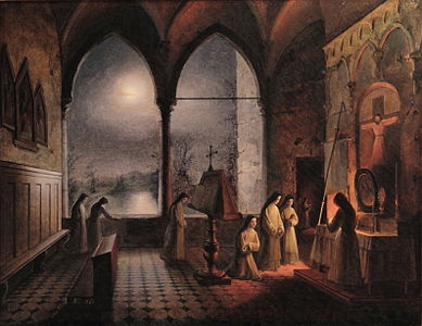 Marie-Caroline de Bourbon (1798-1870) - Messe du soir dans un couvent (Collection particulière)