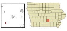 Marion County Iowa Incorporated and Unincorporated areas Melcher-Dallas Highlighted.svg