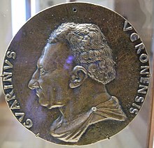 Zilveren medaille van een profielportret omgeven door de inscriptie GUARINUS VERONENSIS