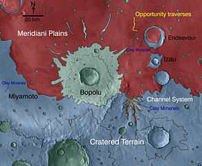 Mappa a colori dell'area in cui Opportunity ha operato