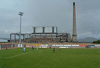 East Fife F.C. play against Berwick Rangers F.C. overlooked by Methil Power Station Methil power station.jpg