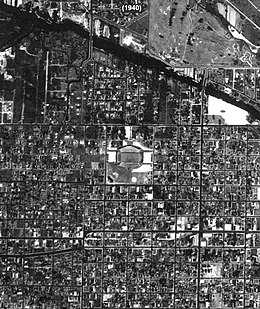 Aerial view of Burdine Stadium (Miami Orange Bowl) in 1940