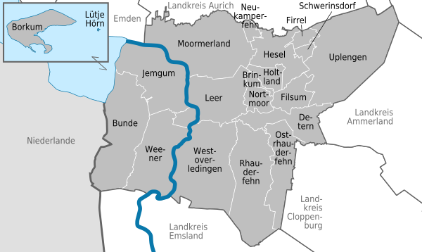 karte landkreis leer Liste der Gemeinden im Landkreis Leer   Wikiwand