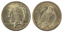 De Francisci designed the Peace dollar in 1921. NNC-US-1921-1$-Peace dollar.jpg