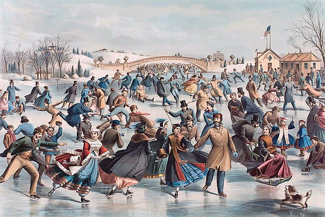 "Central Park, Winter: the Skating Pond", 1862 lithograph