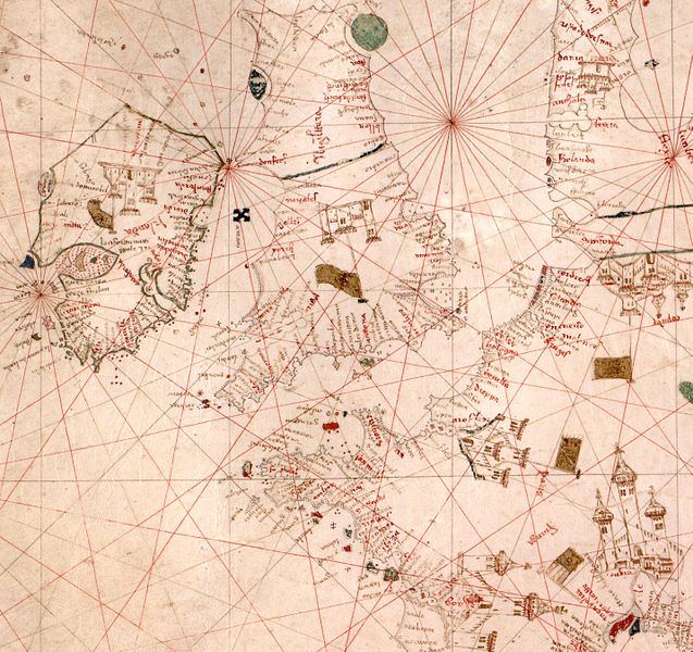 File:Nautical chart of the Mediterranean area, including Europe with British Isles and part of Scandinavia. HM 1548. anonymous, PORTOLAN CHART (Italy, 15th century).Q.jpg