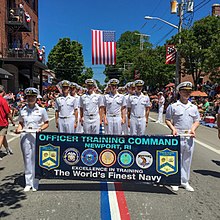 Newport Officer Training Command candidates march in Bristol.Bristol Fourth of July Parade Newport Officer Training Command march in the 2016 Bristol Fourth of July Parade.jpg